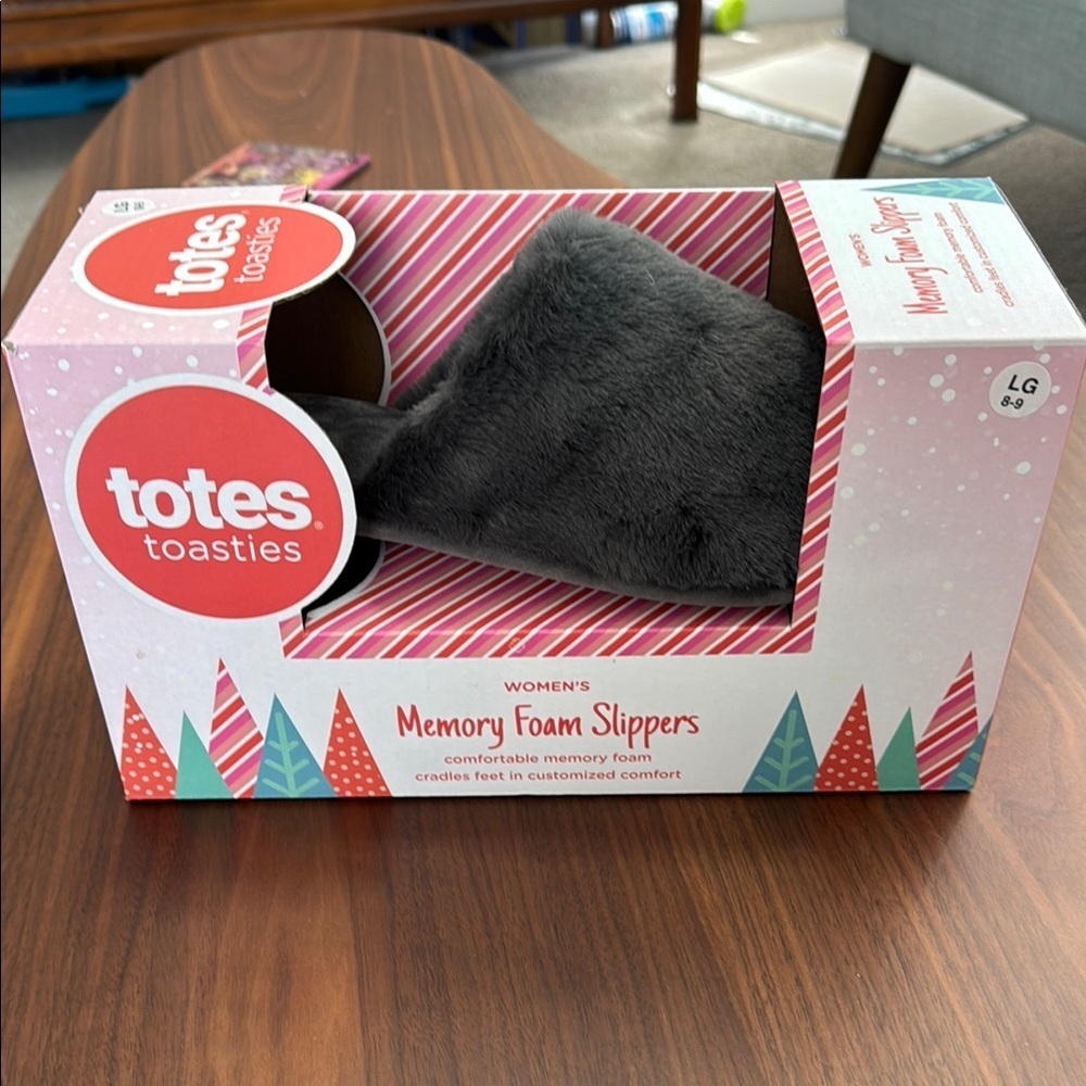 Nwt Totes Toasties Gray Memory Foam Slippers